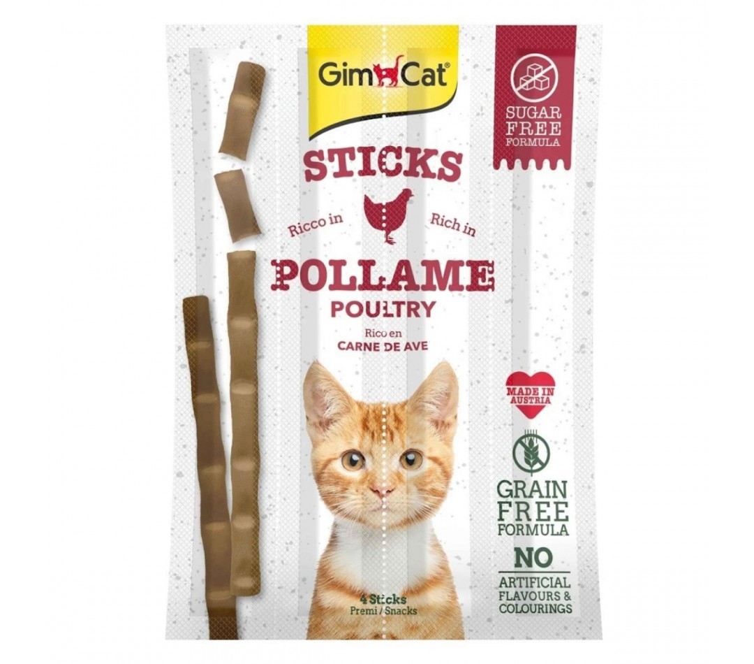 GimCat Sticks Kümes Hayvanı etli TAHILSIZ Ödül Çubukları 20 gr