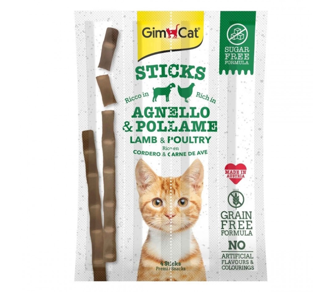 GimCat Sticks Kuzu etli Tavuklu TAHILSIZ Ödül Çubukları 20 gr
