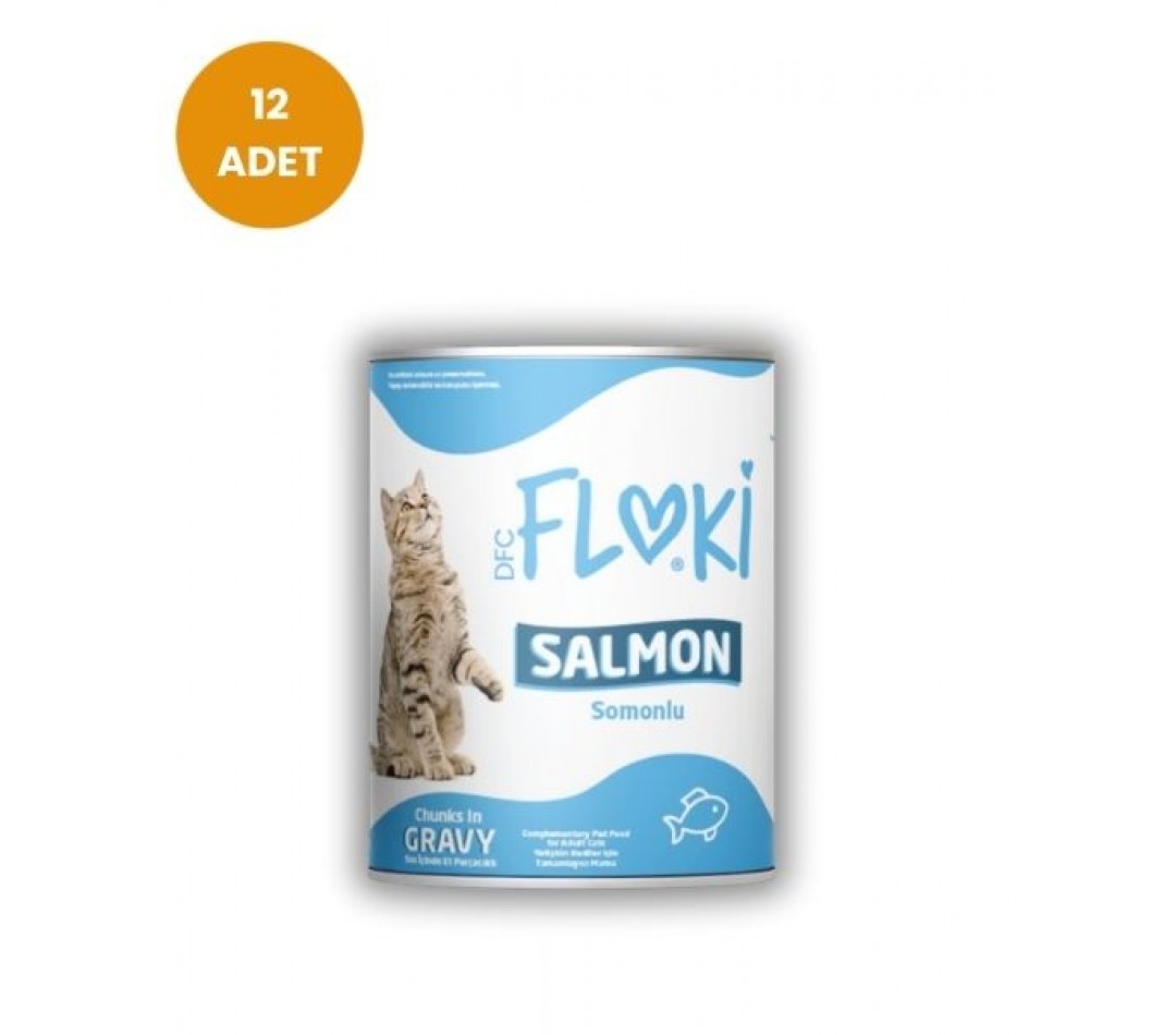 Floki Somonlu yetiskin  Kedi Konservesi 400gr x 12 Adet
