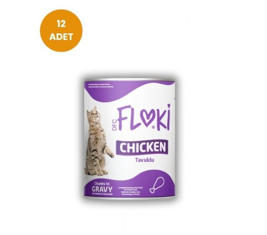 Floki Tavuklu Yetişkin Kedi Konservesi 400gr x 12 Adet