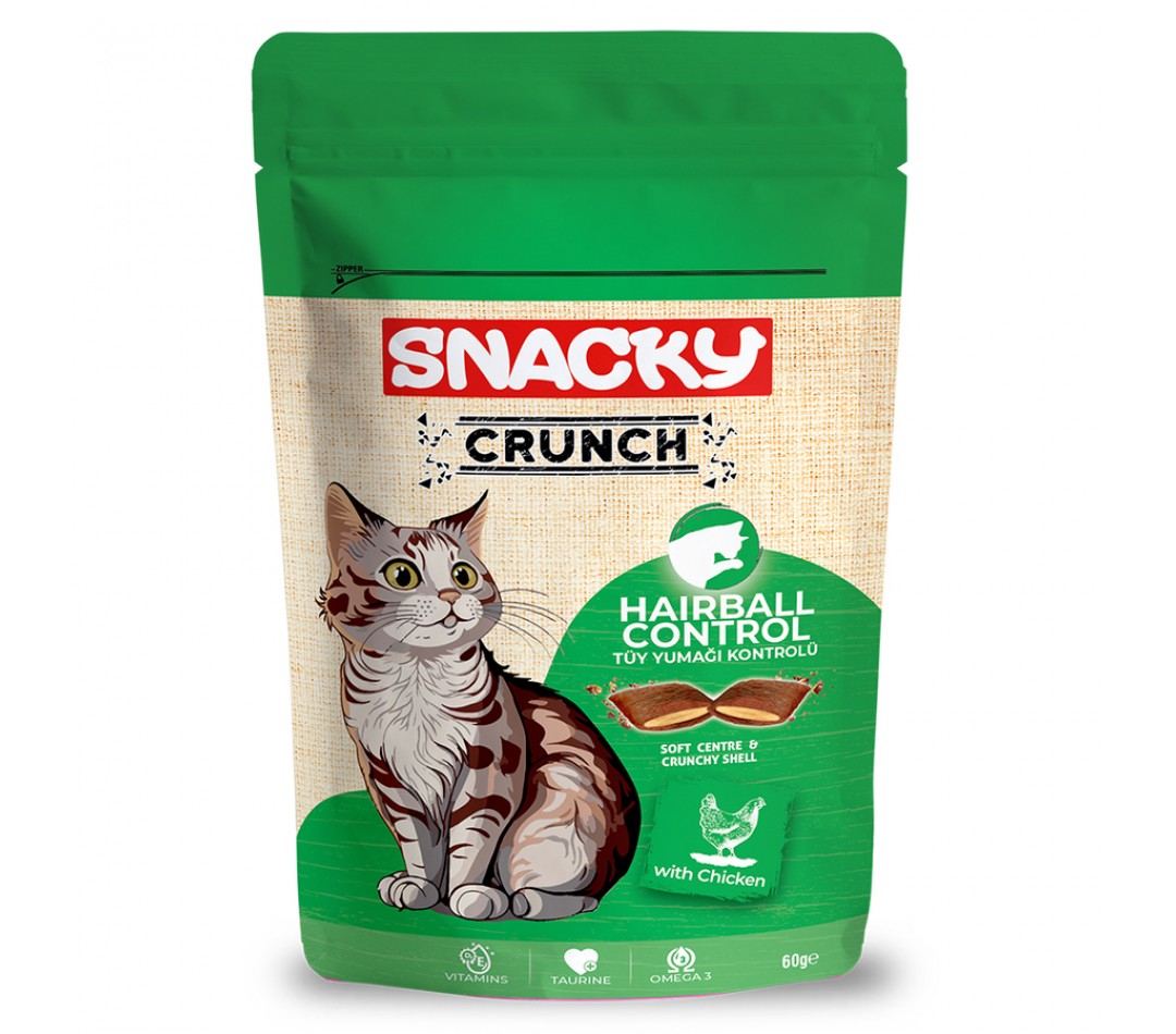 Snacky Kedi Crunch Ödül Hairball Cont.Tavuk 60gr