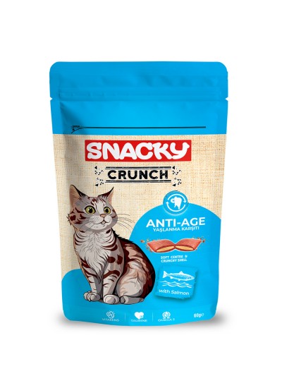 Snacky Kedi Crunch Ödül Anti-Age Somonlu 60gr