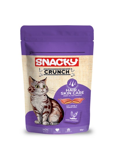 Snacky Kedi Crunch Ödül Hair-Skin Tavuklu 60gr