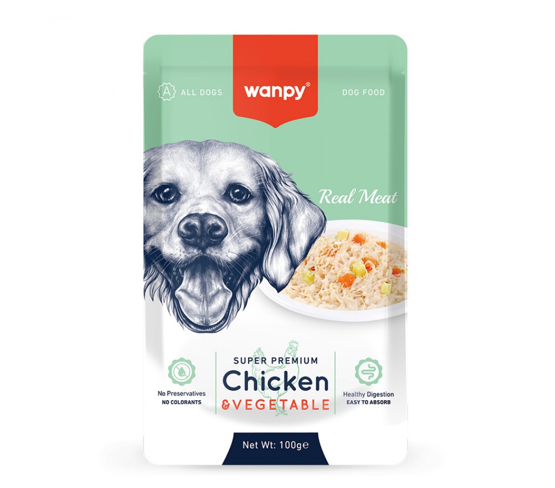 Wanpy Pouch Tavuk&Sebze Yaş Köpek Maması 100g