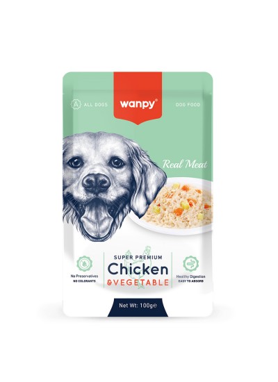 Wanpy Pouch Tavuk&Sebze Yaş Köpek Maması 100g 
