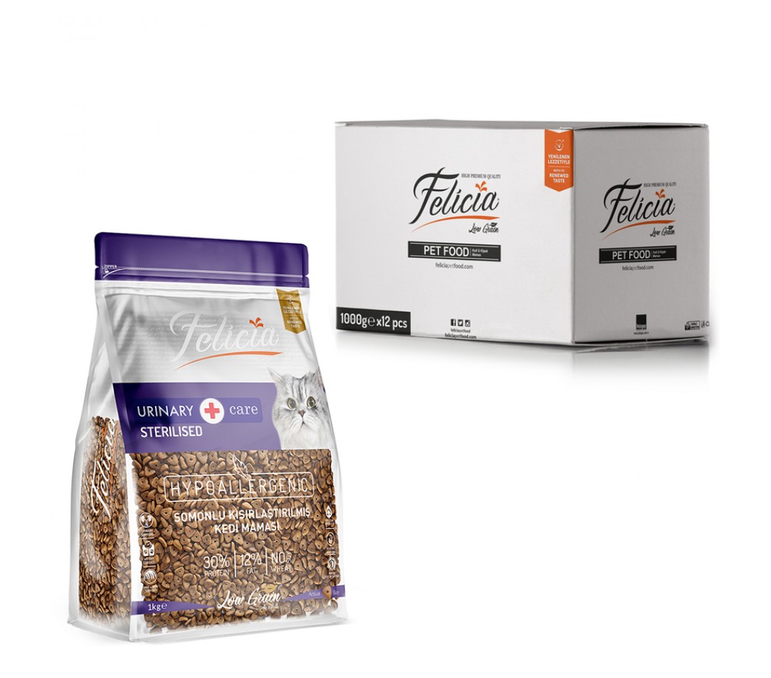 Felicia 12 Kg Somonlu Az Tahıllı Kısırlaştırılmış Kedi Maması HypoAllergenic Kedi Maması