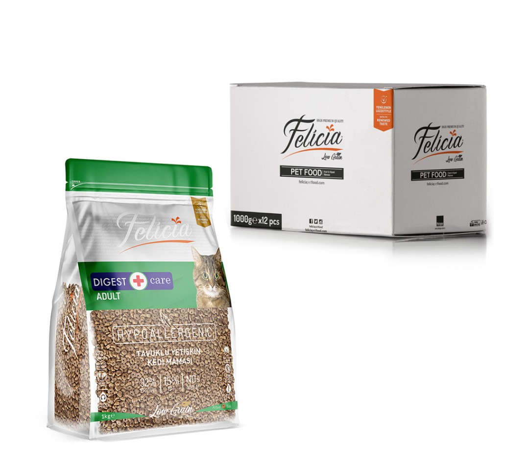 Felicia 12 Kg Tavuklu Az Tahıllı Yetişkin Kedi Maması HypoAllergenic Kedi Maması