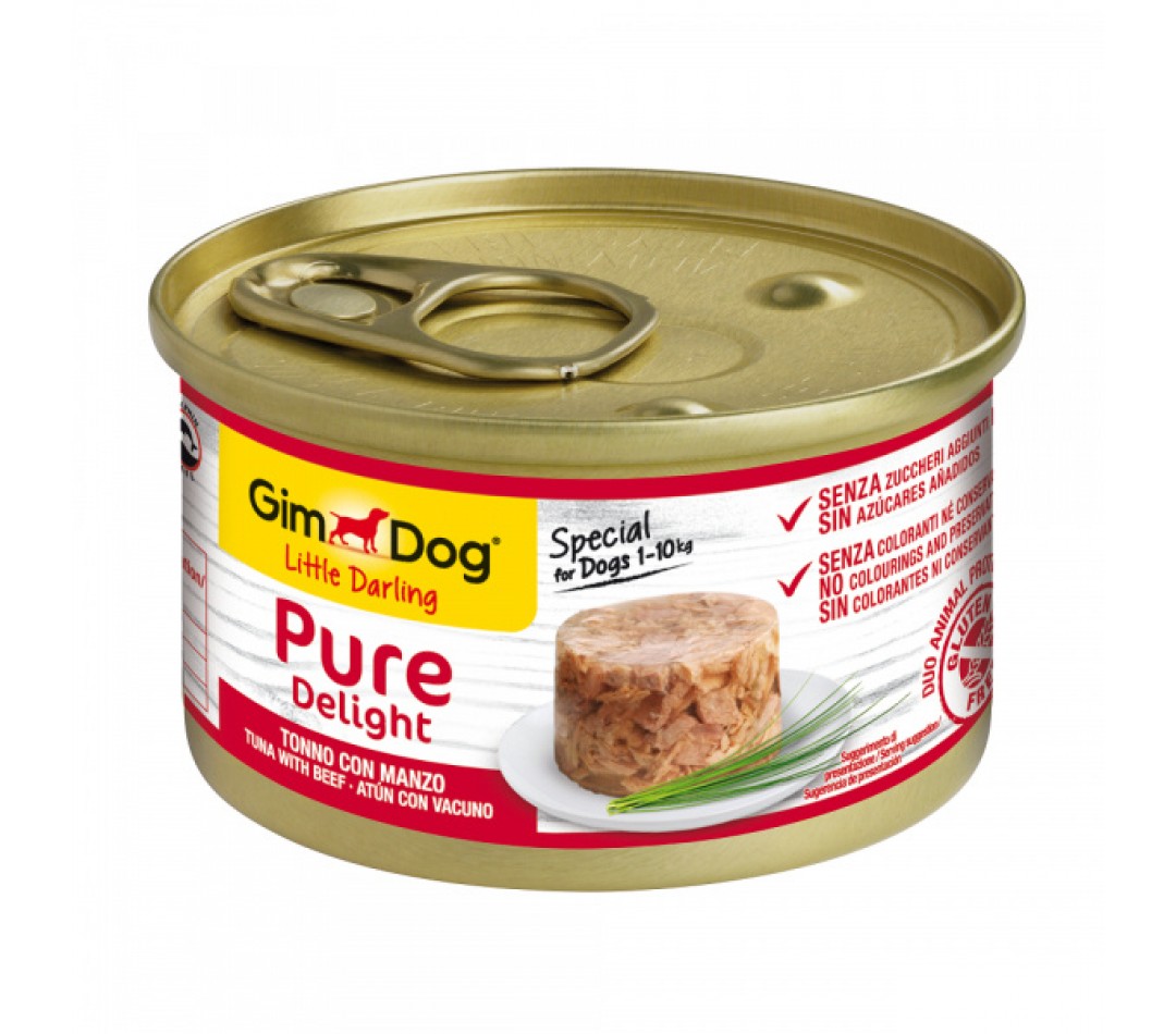 GimDog Little Darling Pure Delight Konserve Köpek Maması - Tuna Balıklı Biftekli 85gr