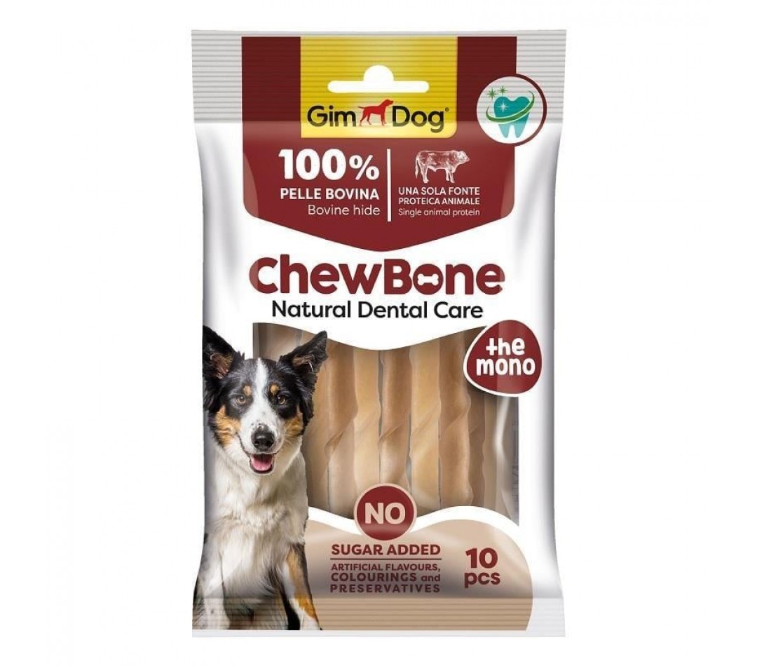 GimDog Rawhide Sticks Burgu Köpek Çiğneme Kemiği 5’’ 9-10 mm 80 Gr 10lu Naturel