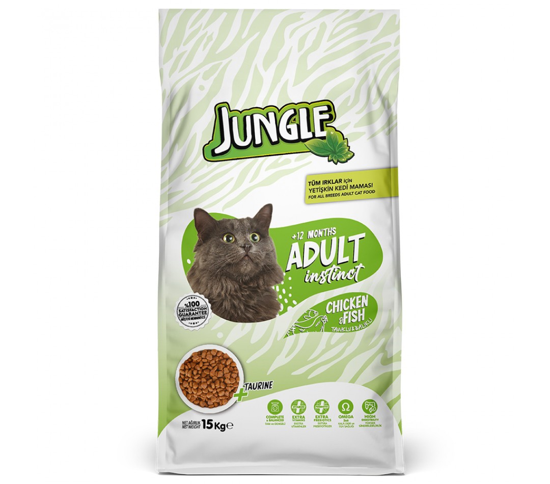 Jungle 15 kg Yetişkin Kedi Maması Tavuklu Balıklı