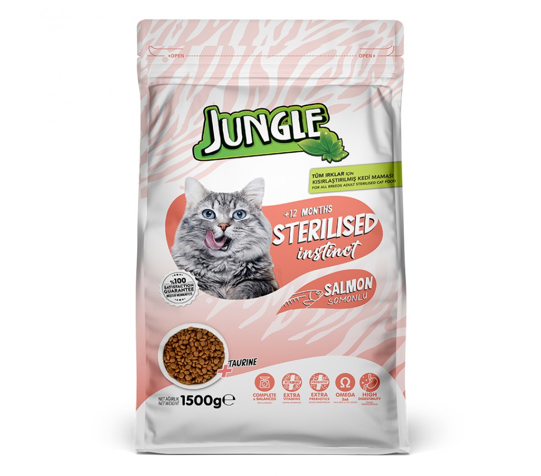 Jungle 1,5 kg  Somonlu SterilKısır Kedi Maması