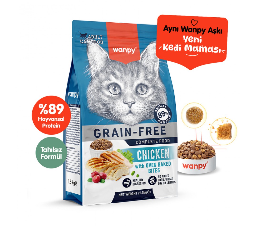 Wanpy Tahılsız Tavuklu Yetişkin Kedi Maması 1,5 kg