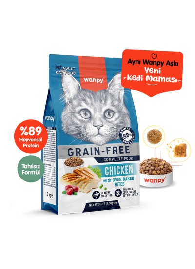 Wanpy Tahılsız Tavuklu Yetişkin Kedi Maması 1,5 kg