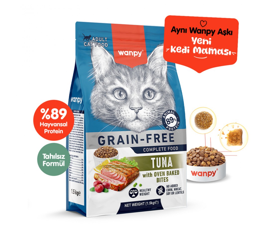 Wanpy Tahılsız Ton Balıklı Yetişkin Kedi Maması 1,5 kg