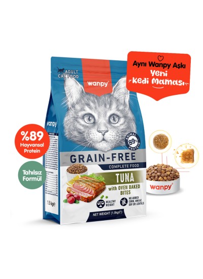 Wanpy Tahılsız Ton Balıklı Yetişkin Kedi Maması 1,5 kg