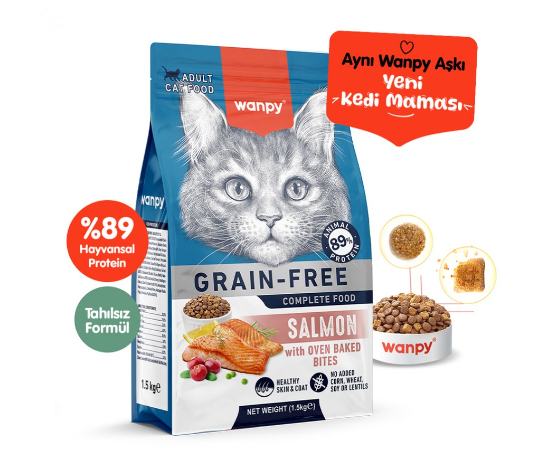 Wanpy Tahılsız Somonlu Yetişkin Kedi Maması 1,5 kg
