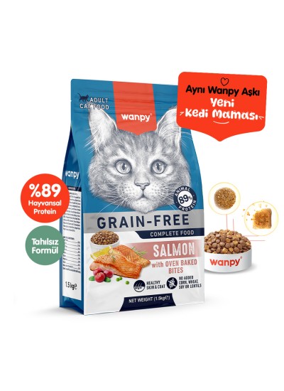 Wanpy Tahılsız Somonlu Yetişkin Kedi Maması 1,5 kg