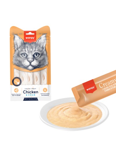 Wanpy Tavuklu ve Yengeçli Krema Kedi Ödül Maması 14gr (5'li)