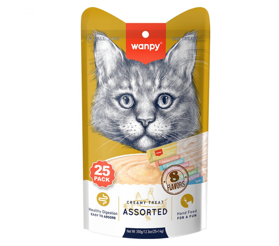 Wanpy Karışık 8 Lezzetli Krema Kedi Ödülü 25*14 gr