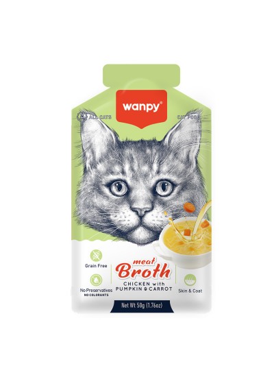 Wanpy Kediler için Bal Kabağı & Havuçlu Tavuk Eti Çorbası 50gr