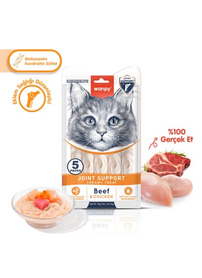 Wanpy Bone Support Sığır Eti&Tavuk Kedi Krema Ödülü 5x14gr
