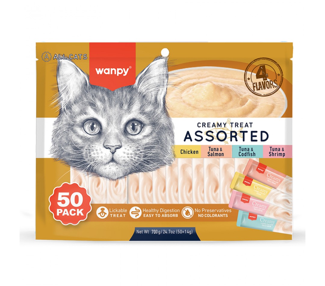 Wanpy Karışık 4 Lezzetli Krema Kedi Ödülü 50*14 gr